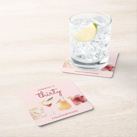 30e verjaardag Waterverf Cocktail Onderzetters (Insitu)