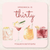 30e verjaardag Waterverf Cocktail Onderzetters (Voorkant)
