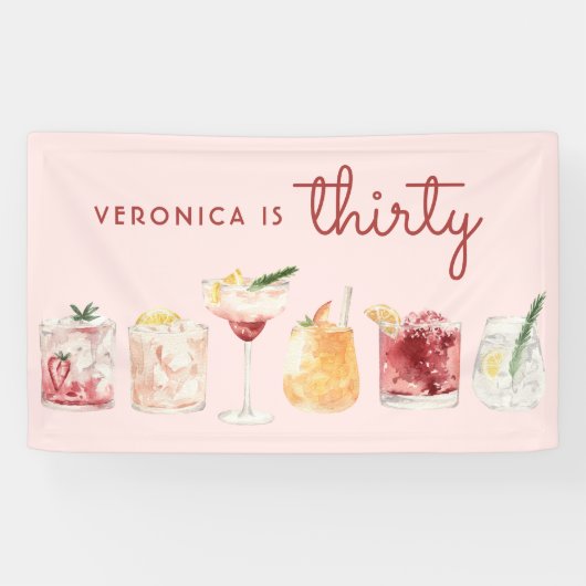30e verjaardag Waterverf cocktail party banner (Horizontaal)