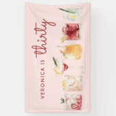 30e verjaardag Waterverf cocktail party banner (Verticaal)