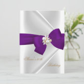 30e verjaardag White Pearl Jewel Paars Bow Kaart (Staand voorkant)