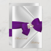 30e verjaardag White Pearl Jewel Paars Bow Kaart (Voorkant / Achterkant)