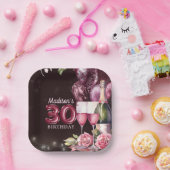 30e verjaardag wijn & ballonnen gepersonaliseerd papieren bordje (Feest)