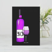 30e verjaardag : wijnfles en glas kaart (Staand voorkant)