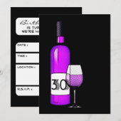 30e verjaardag : wijnfles en glas kaart (Voorkant / Achterkant)