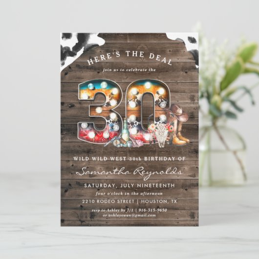 30e verjaardag | Wild West Cowboy Kaart (Staand voorkant)