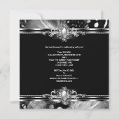 30e verjaardag Wilde feathers Silver Black Kaart (Achterkant)