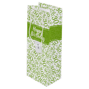 30e Verjaardag Willekeurig Nummer Patroon Groen/Wi Wijn Cadeautas