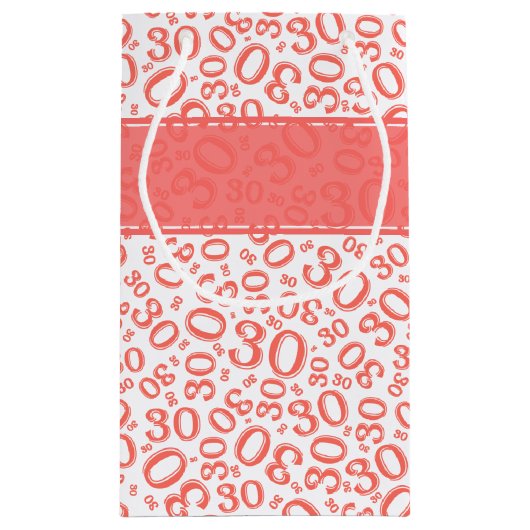 30e Verjaardag Willekeurig Nummer Patroon Koraal/W Klein Cadeauzakje (Achterkant)