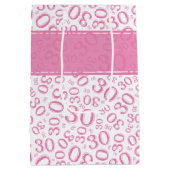 30e Verjaardag Willekeurig Nummer Patroon Roze/Wit Medium Cadeauzakje (Achterkant)