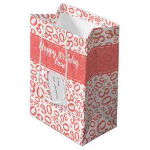 30e verjaardag Willekeurig nummerpatroon koraal/wi Medium Cadeauzakje