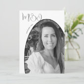 30e verjaardag wit zwart foto elegant monogram kaart (Staand voorkant)