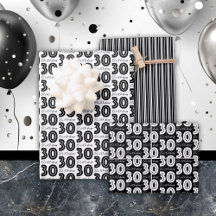 30e verjaardag wit zwart typografie strepen contro