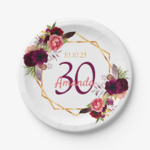 30e verjaardag Witte Bloemen Bourgogne geometrisch