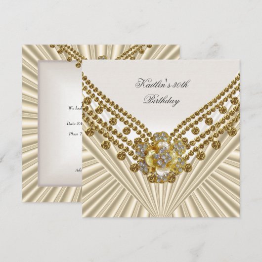 30e verjaardag Witte Cream Diamond Kaart (Voorkant / Achterkant)