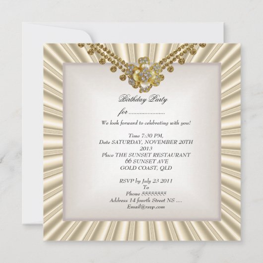 30e verjaardag Witte Cream Diamond Kaart (Achterkant)