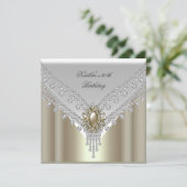 30e verjaardag Witte Cream Pearl Diamond Kaart (Staand voorkant)