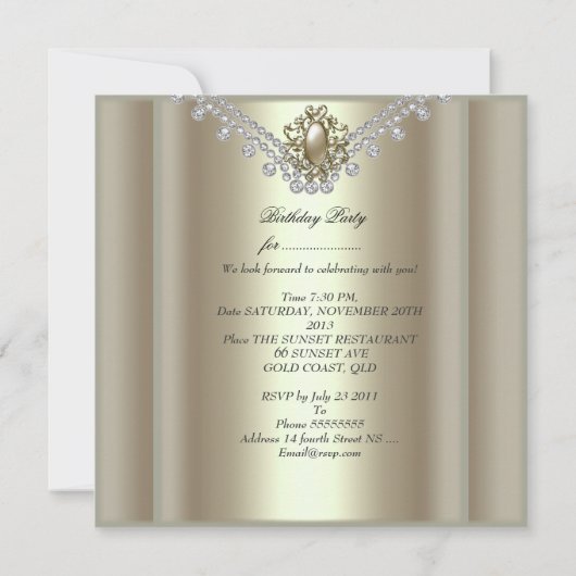 30e verjaardag Witte Cream Pearl Diamond Kaart (Achterkant)