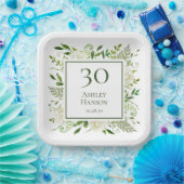 30e Verjaardag Witte Hydrangea's Papieren Bordje (Feest)