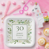 30e Verjaardag Witte Hydrangea's Papieren Bordje (Feest)