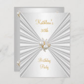 30e verjaardag Witte Zilveren Zijde Zijde Dwergjuw Kaart (Voorkant / Achterkant)