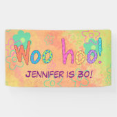 30e verjaardag WooHoo naam gepersonaliseerde banne Spandoek (Horizontaal)