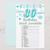 30e verjaardag Word Scramble Game (Voorkant / Achterkant)