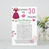 30e verjaardag Word Search Game (Staand voorkant)