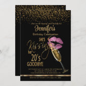 30e verjaardag Ze zoent haar 20's Goodbye -Pink Kaart (Voorkant / Achterkant)