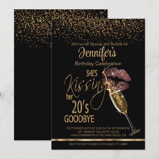 30e verjaardag Ze zoent haar 20's Goodbye -Roos Kaart (Voorkant / Achterkant)