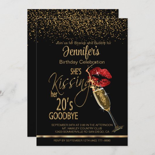 30e verjaardag - Ze zoent haar 20's vaarwel Kaart (Voorkant / Achterkant)