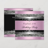30e verjaardag Zebra Black Silver Pink Kaart (Voorkant / Achterkant)
