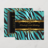 30e verjaardag Zebra Blauwgroen Blauw Gold Black Kaart (Voorkant / Achterkant)