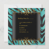 30e verjaardag Zebra Blauwgroen Blauw Gold Black Kaart (Achterkant)
