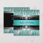 30e verjaardag Zebra Blauwgroen Blauw Zilver Black Kaart (Voorkant / Achterkant)