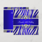 30e verjaardag Zebra Blue Pearl Silver Kaart (Voorkant / Achterkant)