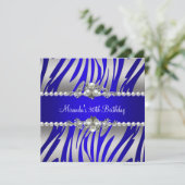 30e verjaardag Zebra Blue Pearl Silver Kaart (Staand voorkant)
