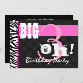 30e verjaardag Zebra C431 Sjabloon roze Kaart (Voorkant / Achterkant)