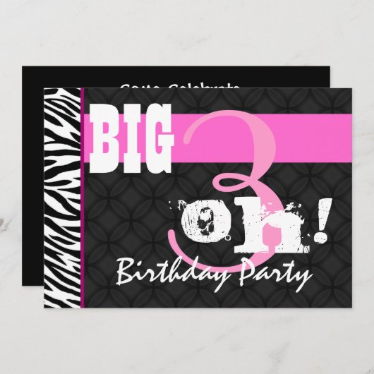 30e verjaardag Zebra C431 Sjabloon roze Kaart (Voorkant / Achterkant)