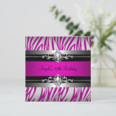 30e verjaardag Zebra Hot Pink Silver Black Kaart (Staand voorkant)