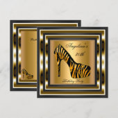 30e verjaardag Zebra Wild Black Gold-schoen Kaart (Voorkant / Achterkant)