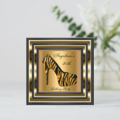 30e verjaardag Zebra Wild Black Gold-schoen Kaart (Staand voorkant)