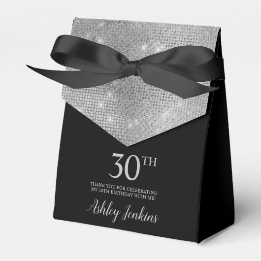 30e Verjaardag Zilver Doosje Bedankt Favor (Voorkant Zijde)