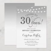 30e verjaardag - Zilver Wit Kaart (Voorkant / Achterkant)