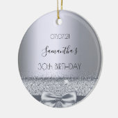30e verjaardag zilveren boog naam keramisch ornament (Links)
