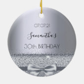 30e verjaardag zilveren boog naam keramisch ornament (Achterkant)