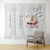 30e verjaardag zilveren foto glitter welkom wandkleed (In Situ (horizontaal))