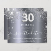 30e verjaardag zilveren glitter Bewaar de datumkaa (Voorkant / Achterkant)