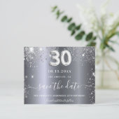 30e verjaardag zilveren glitter Bewaar de datumkaa (Staand voorkant)