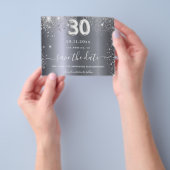 30e verjaardag zilveren glitter budget save the da flyer (Hand)